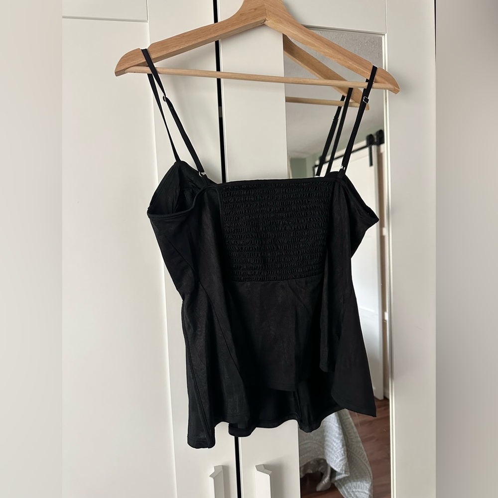 H&M Satin Bustier Peplum Cami with Spaghetti Straps in Black Womens Large - Picture 4 of 4